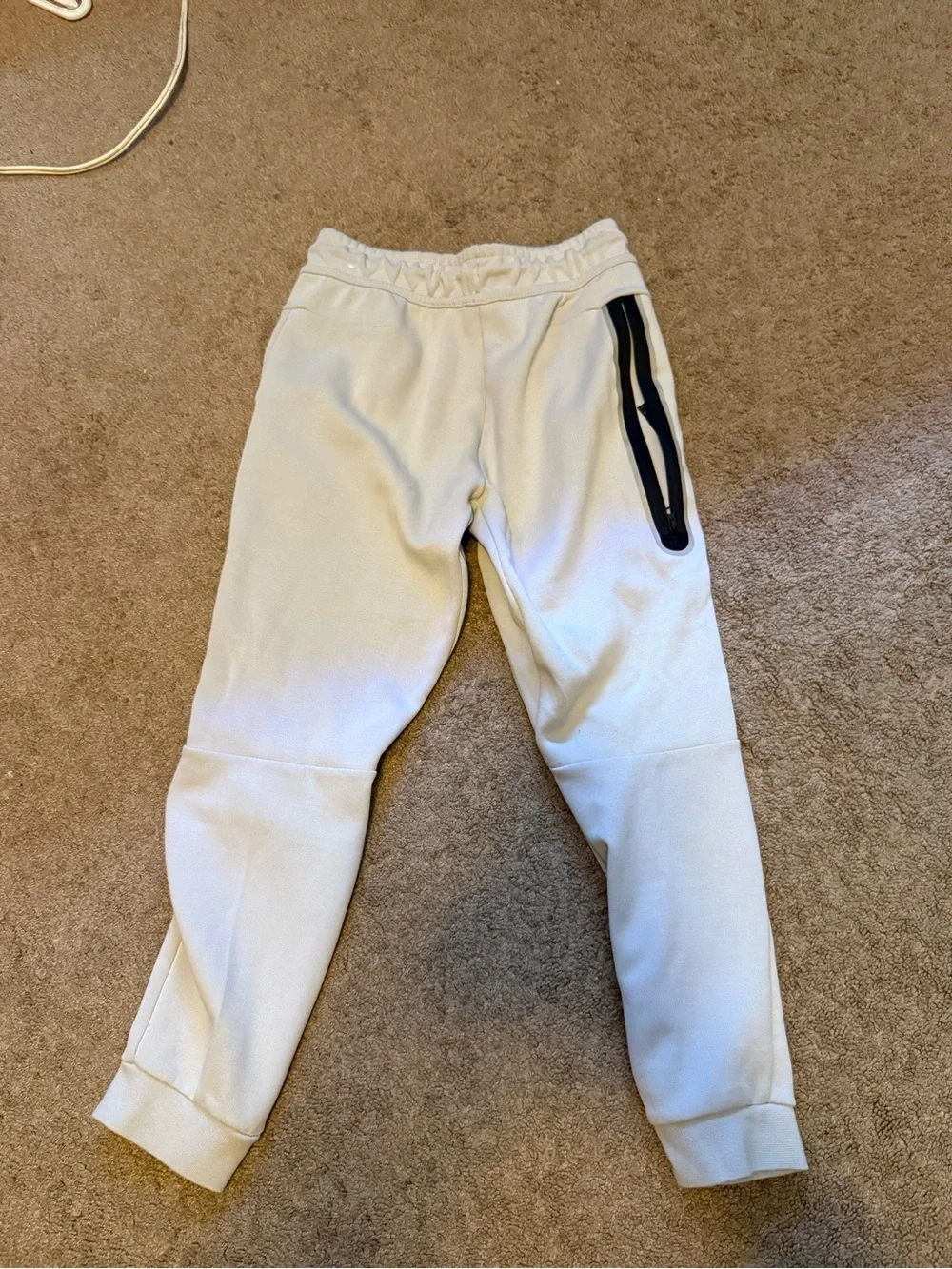 Nike tech  Kids Cream Fleece Joggers with Blue Swoosh  size medium youth